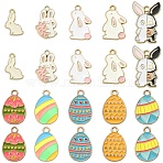 20Pcs 10 Styles Alloy Enamel Pendants, Cadmium Free & Lead Free, Light Gold, Rabbit & Egg Charms, Mixed Color, 17~27.5x11~17.5mm, 2pcs/style(ENAM-YW0008-70)