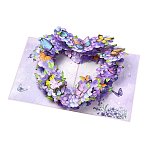 Pop Up 3D Heart Butterfly Bouquet Greeting Cards, with Envelope, Purple, 200x150x5mm(AJEW-FZC0001-06)