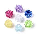 Opaque Acrylic & Transparent Resin Rhinestone Beads, Rondelle with Heart Pattern, Mixed Color, 16.5~17.5x15mm, Hole: 2.3mm(SACR-Q005-02A)