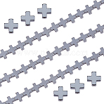 2 Strands Electroplated Non-Magnetic Synthetic Hematite Beads Strands, Faceted, Cross, Black, 10x10x4mm, about 20pcs/strand, 16 inch(G-FH0002-58)