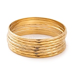 7Pcs PVD Vacuum Plating 304 Stainless Steel Textured Ring Bangles Set for Women, Long-Lasting Plated, Golden, 3mm, Inner Diameter: 2-1/2 inch(6.5cm)(BJEW-A011-11D-G)