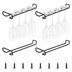 Iron Wine Glass Holder, Wall-mounted Glass Storage Rack, with Screw, Black, 263x109.5x31.5mm, Hole: 4mm(AJEW-WH0410-91)