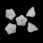 Baking Paint Transparent Glass Beads, Petunia, White, 9x9x6mm, Hole: 1.4mm(GLAA-T025-81C-01)