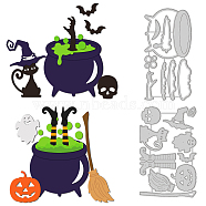 Halloween Theme Carbon Steel Cutting Dies Stencils, for DIY Scrapbooking, Photo Album, Decorative Embossing Paper Card, Stainless Steel Color, Cauldron Pattern, 67~81x125~127x0.8mm, 2pcs/set(DIY-WH0309-1178)