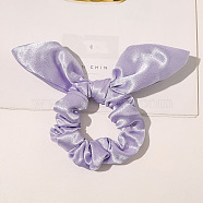 Rabbit Ear Polyester Elastic Hair Accessories, for Girls or Women, Changeant Fabric Scrunchie/Scrunchy Hair Ties, Medium Purple, 80mm(OHAR-PW0007-15J)
