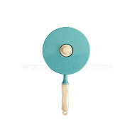 Mini Alloy Frying Pans, with Lid, Miniature Ornaments, Micro Landscape Dollhouse Accessories, Pretending Prop Decorations, Dark Cyan & Wheat, 58x30mm(BOTT-PW0002-149B-04)