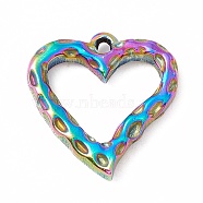Ion Plating(IP) 304 Stainless Steel Pendants, Heart, Rainbow Color, 21x20x3.5mm, Hole: 1.6mm(STAS-C049-22M)