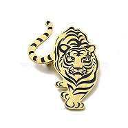 201 Stainless Steel Brooches, Tiger, Golden, 47x36.5x1.5mm, Pin: 0.4mm(JEWB-P013-16G)