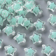 Transparent Acrylic Beads, Bead in Bead, Faceted, Star, Aquamarine, 14x15x8.5mm, Hole: 2mm, about 518pcs/500g(TACR-S152-02A-SS2111)
