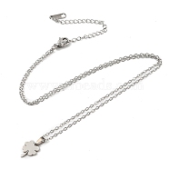 201 Stainless Steel Clover Pendant Necklace with Cable Chains, Stainless Steel Color, 17.80 inch(45.2cm)(NJEW-Q317-28P)