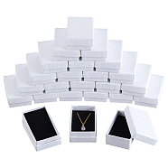 Texture Paper Necklace Gift Boxes, with Sponge Mat Inside, Rectangle, White, 8.1x5.1x2.7cm, Inner Diameter:4.6x7.3cm, Deep: 2.5cm(OBOX-NB0001-08A)