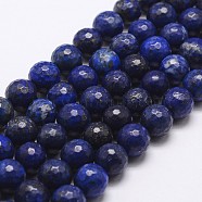 Natural Lapis Lazuli Beads Strands, Dyed, Faceted, Round, 12mm, Hole: 1mm, about 31pcs/strand, 14.9 inch~15.1 inch(G-D840-38-12mm)