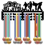 Sports Theme Iron Medal Hanger Holder Display Wall Rack, 3-Line, with Screws, Jiu Jitsu, Word, 130x290mm(ODIS-WH0055-046)