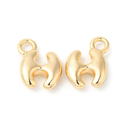 Brass Charms, Real 18K Gold Plated, Letter H, 12x9.5x3.5mm, Hole: 2.5mm(KK-P234-13G-H)