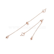 925 Sterling Silver Chain Extenders, Slider Cable Chain, Rose Gold, 83mm, Pendant: 6x3mm, Pin: 0.6mm, Clasp: 5.5x7.5x2.5mm(STER-N016-02RG)