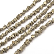 Natural Pyrite Nuggets Beads Strands, 5~8x3~6mm, Hole: 1mm, about 15.7 inch(G-I125-85)