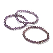 Natural Amethyst Beaded Stretch Bracelets, Round, Beads: 6~6.5mm, Inner Diameter: 2-1/4 inch(5.55cm)(BJEW-A117-B-47)