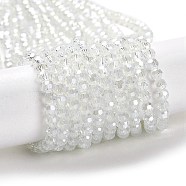 Electroplate Glass Beads Strands, Faceted(32 Facets), Pearl Luster Plated, Round, WhiteSmoke, 4mm, Hole: 0.7mm, about 88~95pcs/strand, 12.99~14.06 inch(33~35.7cm)(EGLA-A035-J4mm-A06)