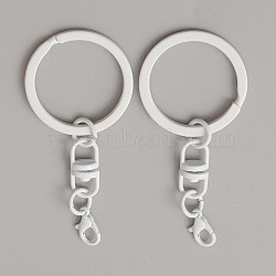 Spray Painted Iron Keychain Swivel Clasps, with Lobster Claw Clasps, White, 66.5mm(FIND-WH0111-355A)