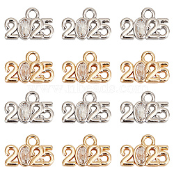 12Pcs 2 Colors Glass Charms, with Brass Findings, No. 2025, Real Gold Plated & Real Platinum Plated, 9x14x3mm, Hole: 2mm, 6pcs/color(KK-SC0005-92)
