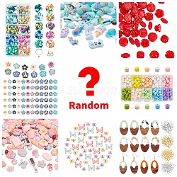 Lucky Bag, Random Styles Style Cinnabar, Resin, Polymer Clay Jewelry Making Kits, Random Color(DIY-LUCKYBAY-69)