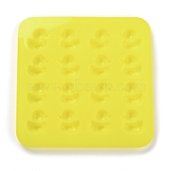 DIY 16 Holes Ice Pop Molds Food Grade Silicone Molds, for DIY Cake, Candy & Chocolate Molds, Epoxy Resin Jewelry Making, Duck Shape, Yellow, 174x174x12mm, Inner Diameter: 31x26mm(DIY-B043-01)