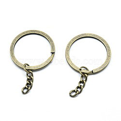 Iron Split Key Rings, Keychain Clasp Findings, Antique Bronze, 59mm(X-IFIN-T004-15AB)