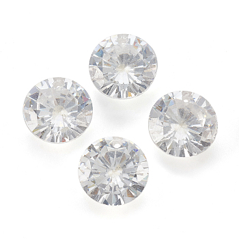 Cubic Zirconia Pointed Back Pendants, Faceted, Flat Round, Clear, 7mm, Hole: 1mm