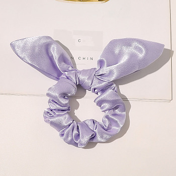 Rabbit Ear Polyester Elastic Hair Accessories, for Girls or Women, Changeant Fabric Scrunchie/Scrunchy Hair Ties, Medium Purple, 80mm