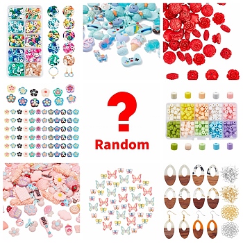 Lucky Bag, Random Styles Style Cinnabar, Resin, Polymer Clay Jewelry Making Kits, Random Color