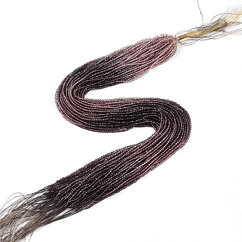 Transparent Gradient Color Glass Beads Strands, Faceted Round, Coconut Brown, 2mm, Hole: 0.8mm, about 160~178pcs/strand, 13.58 ~14.17 inch(34.5~36cm)