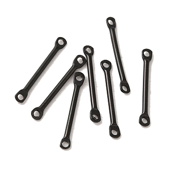 304 Stainless Steel Connector Charms, Bar Links, Electrophoresis Black, 15x2x1mm, Hole: 1mm