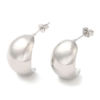 Rack Plating Brass Twist Teardrop Stud Earrings for Women, Lead Free & Cadmium Free, Platinum, 19.5x15mm, Pin: 0.9mm