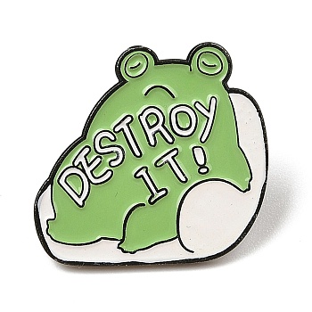 Cute Destroy It Frog Alloy Enamel Pin Brooch for Backpack Clothes, Light Green, 27x29mm