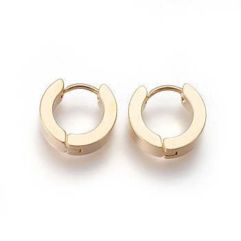 304 Stainless Steel Huggie Hoop Earrings, Hypoallergenic Earrings, Thick Hoop Earrings, Ring Shape, Golden, 13x14x3mm, Pin: 1mm