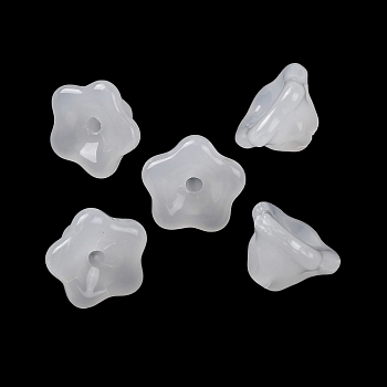 Baking Paint Transparent Glass Beads, Petunia, White, 9x9x6mm, Hole: 1.4mm