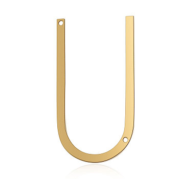 201 Stainless Steel Links connectors, Letter, Golden, Letter.U, 37x20x1mm, Hole: 1mm