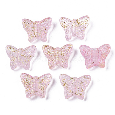 16mm Pink Butterfly Glass Beads