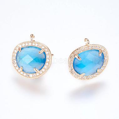 Brass Micro Pave Cubic Zirconia Stud Earring Findings(ZIRC-G116-27-A01)-1