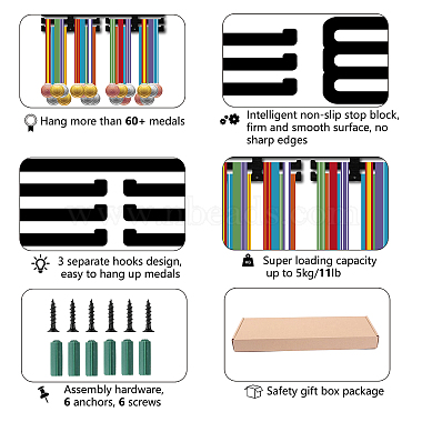 support mural d'affichage de support de médaille de fer de mode(ODIS-WH0037-190)-3