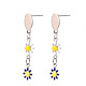 Flower Enamel Long Dangle Stud Earrings(EJEW-N049-03B)-1