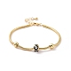 Bracelet perlé rond en émail mauvais œil avec chaînes serpent rondes en laiton pour femme(BJEW-G654-01G)-1