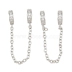 Brass Micro Pave Clear Cubic Zirconia Safety Chains, Ring Shape, Long-Lasting Plated, Rack Plating, Platinum, 67.5mm, Hole: 5mm(KK-H257-01P)