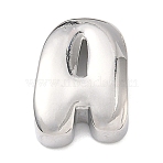 Brass Initial Beads, Platinum, Long-Lasting Plated, Rack Plating, Lead Free & Cadmium Free, Letter A, 20.5x15.5x7mm, Hole: 8.5x3.5mm(KK-B167-27P-01A)