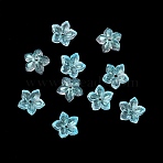 Dyed & Heated Glass Bead Caps, 5-Petal Flower, Light Blue, 9x9.5~10x3.8mm, Hole: 1mm(X-GLAA-Z019-02C)