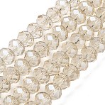 Handmade Glass Beads, Faceted Rondelle, Beige, 10x7mm, Hole: 1mm, about 70~72pcs/strand(G02YI0P3)