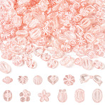 100G Transparent Acrylic Beads, Mixed Shapes, Pink, 10~18x11~28.5x4.5~12mm, Hole: 1.6~2.5mm(OACR-TA0003-20B)