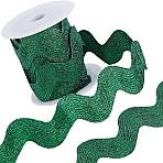 5 Yards Polyester Wavy Fringe Trim Ribbon, Wave Bending Lace Trim, for Clothes Sewing and Art Craft Decoration, Green, 1 inch(25mm)(OCOR-GF0003-45A)