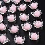 Transparent Acrylic Beads, Bead in Bead, Cat, Pink, 16x18.5x14.5mm, Hole: 3.5mm, about 78pcs/200g(X1-MACR-S373-115-B07)