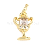 Brass Micro Pave Clear Cubic Zirconia Charms, Trophy Charms, Long-Lasting Plated, Rack Plating, Lead Free & Cadmium Free, Real 18K Gold Plated, 10.5x7.5x3mm, Hole: 3.5mm(KK-F938-06G)